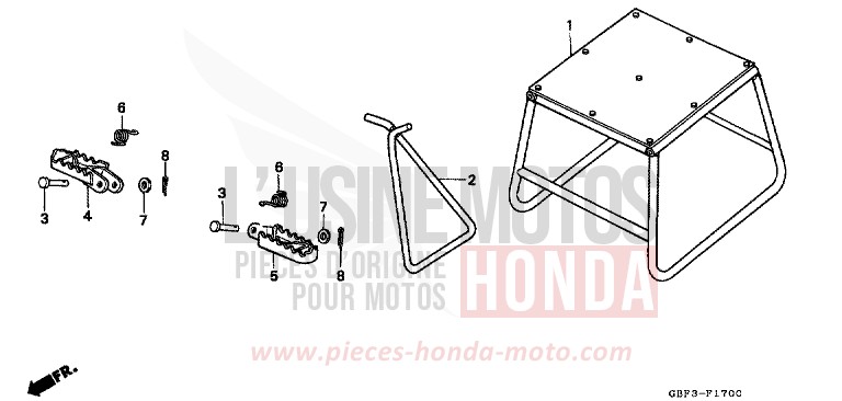 STAENDER/STUFE von CR80R "große Räder" NEUCLEAR RED (R177) von 1998